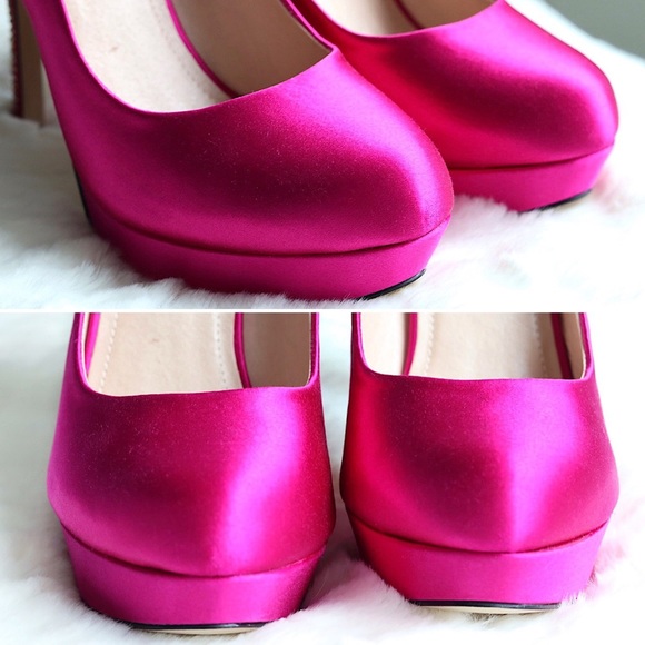 NIB Steve Madden “Partyy-R Fuchsia” Satin Heels - Picture 6 of 8